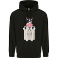 A Cow Holding a Snellen Eye Chart Glasses Mens 80% Cotton Hoodie Black
