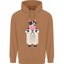 A Cow Holding a Snellen Eye Chart Glasses Mens 80% Cotton Hoodie Caramel Latte