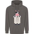 A Cow Holding a Snellen Eye Chart Glasses Mens 80% Cotton Hoodie Charcoal