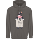 A Cow Holding a Snellen Eye Chart Glasses Mens 80% Cotton Hoodie Charcoal