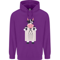 A Cow Holding a Snellen Eye Chart Glasses Mens 80% Cotton Hoodie Purple