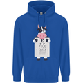 A Cow Holding a Snellen Eye Chart Glasses Mens 80% Cotton Hoodie Royal Blue