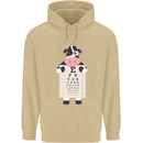 A Cow Holding a Snellen Eye Chart Glasses Mens 80% Cotton Hoodie Sand