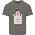 A Cow Holding a Snellen Eye Chart Glasses Mens Cotton T-Shirt Tee Top Charcoal