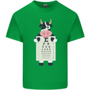 A Cow Holding a Snellen Eye Chart Glasses Mens Cotton T-Shirt Tee Top Irish Green