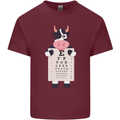 A Cow Holding a Snellen Eye Chart Glasses Mens Cotton T-Shirt Tee Top Maroon