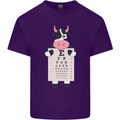 A Cow Holding a Snellen Eye Chart Glasses Mens Cotton T-Shirt Tee Top Purple