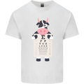 A Cow Holding a Snellen Eye Chart Glasses Mens Cotton T-Shirt Tee Top White