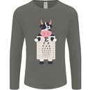 A Cow Holding a Snellen Eye Chart Glasses Mens Long Sleeve T-Shirt Charcoal