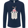 A Cow Holding a Snellen Eye Chart Glasses Mens Long Sleeve T-Shirt Navy Blue