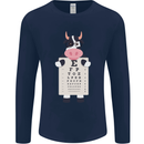 A Cow Holding a Snellen Eye Chart Glasses Mens Long Sleeve T-Shirt Navy Blue
