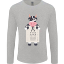 A Cow Holding a Snellen Eye Chart Glasses Mens Long Sleeve T-Shirt Sports Grey