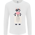 A Cow Holding a Snellen Eye Chart Glasses Mens Long Sleeve T-Shirt White