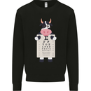A Cow Holding a Snellen Eye Chart Glasses Mens Sweatshirt Jumper Black