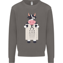 A Cow Holding a Snellen Eye Chart Glasses Mens Sweatshirt Jumper Charcoal