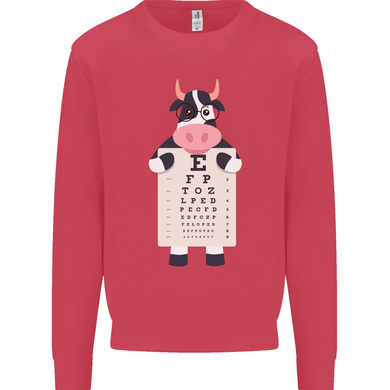A Cow Holding a Snellen Eye Chart Glasses Mens Sweatshirt Jumper Heliconia