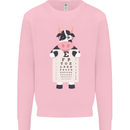 A Cow Holding a Snellen Eye Chart Glasses Mens Sweatshirt Jumper Light Pink