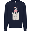 A Cow Holding a Snellen Eye Chart Glasses Mens Sweatshirt Jumper Navy Blue