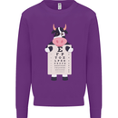 A Cow Holding a Snellen Eye Chart Glasses Mens Sweatshirt Jumper Purple
