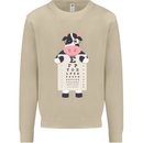 A Cow Holding a Snellen Eye Chart Glasses Mens Sweatshirt Jumper Sand