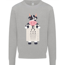 A Cow Holding a Snellen Eye Chart Glasses Mens Sweatshirt Jumper Sports Grey