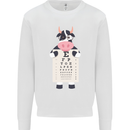 A Cow Holding a Snellen Eye Chart Glasses Mens Sweatshirt Jumper White