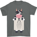 A Cow Holding a Snellen Eye Chart Glasses Mens T-Shirt Cotton Gildan Charcoal