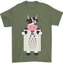 A Cow Holding a Snellen Eye Chart Glasses Mens T-Shirt Cotton Gildan Military Green