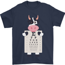 A Cow Holding a Snellen Eye Chart Glasses Mens T-Shirt Cotton Gildan Navy Blue