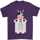 A Cow Holding a Snellen Eye Chart Glasses Mens T-Shirt Cotton Gildan Purple