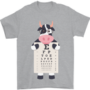 A Cow Holding a Snellen Eye Chart Glasses Mens T-Shirt Cotton Gildan Sports Grey