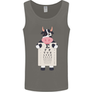A Cow Holding a Snellen Eye Chart Glasses Mens Vest Tank Top Charcoal