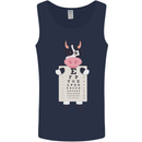 A Cow Holding a Snellen Eye Chart Glasses Mens Vest Tank Top Navy Blue