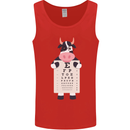 A Cow Holding a Snellen Eye Chart Glasses Mens Vest Tank Top Red