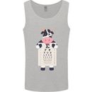 A Cow Holding a Snellen Eye Chart Glasses Mens Vest Tank Top Sports Grey