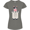 A Cow Holding a Snellen Eye Chart Glasses Womens Petite Cut T-Shirt Charcoal