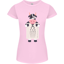 A Cow Holding a Snellen Eye Chart Glasses Womens Petite Cut T-Shirt Light Pink