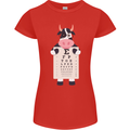 A Cow Holding a Snellen Eye Chart Glasses Womens Petite Cut T-Shirt Red