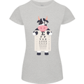 A Cow Holding a Snellen Eye Chart Glasses Womens Petite Cut T-Shirt Sports Grey