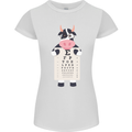 A Cow Holding a Snellen Eye Chart Glasses Womens Petite Cut T-Shirt White