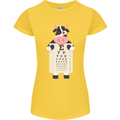 A Cow Holding a Snellen Eye Chart Glasses Womens Petite Cut T-Shirt Yellow