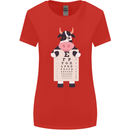 A Cow Holding a Snellen Eye Chart Glasses Womens Wider Cut T-Shirt Red