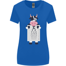 A Cow Holding a Snellen Eye Chart Glasses Womens Wider Cut T-Shirt Royal Blue