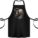 A Crane With Flowers and Moon Bird Cotton Apron 100% Organic Black