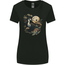 A Crane With Flowers and Moon Bird Womens Wider Cut T-Shirt Black