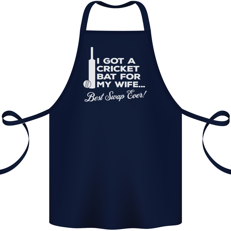 A Cricket Bat for My Wife Best Swap Ever! Cotton Apron 100% Organic Navy Blue