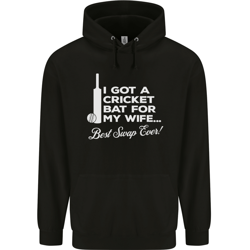 A Cricket Bat for My Wife Best Swap Ever! Mens 80% Cotton Hoodie Black