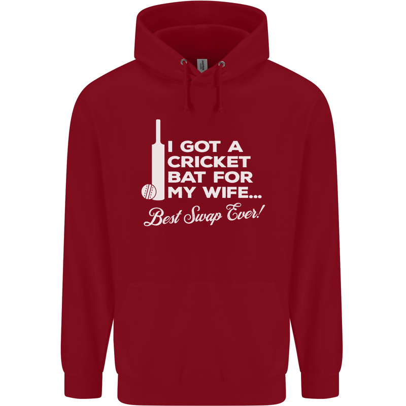 A Cricket Bat for My Wife Best Swap Ever! Mens 80% Cotton Hoodie Red