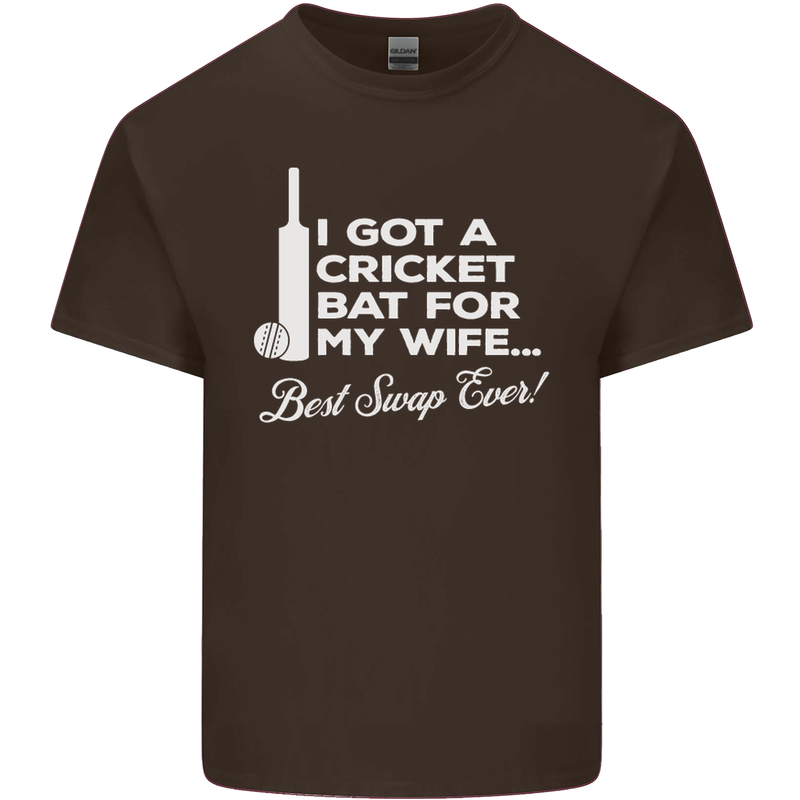 A Cricket Bat for My Wife Best Swap Ever! Mens Cotton T-Shirt Tee Top Dark Chocolate