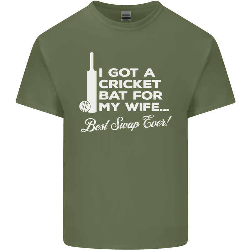 A Cricket Bat for My Wife Best Swap Ever! Mens Cotton T-Shirt Tee Top Military Green